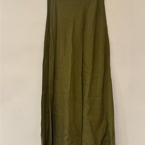 Ann Taylor Olive Green Women's Linen A-Line Maxi Skirt Sz 2